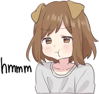 😠 7d2c0ee8 hmmm dog, anime, hmm, thinking, confused, girl, expression whatsapp sticker