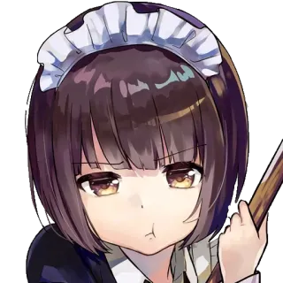 😠 ccc9e2b4 anime, maid, girl, cute, cartoon, character, brunette whatsapp sticker