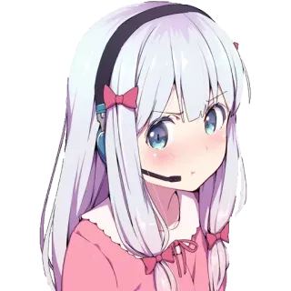 😠 eee8a6f9 anime, girl, cute, headset, gamer, e-girl whatsapp sticker