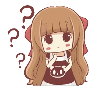 ❓ d4ba7087 Cartone animato, Domanda, Ragazza, Carino, Adesivo telegram sticker