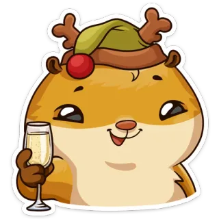 🍾 e5b6a9aa 仓鼠, 圣诞节, 驯鹿, 节日, 香槟, 庆祝 telegram sticker