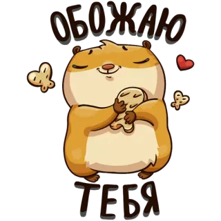 😍 c68ca9b0 ОБОЖАЮ ТЕБЯ แฮมสเตอร์, ความรัก, น่ารัก, สัตว์, การ์ตูน telegram sticker