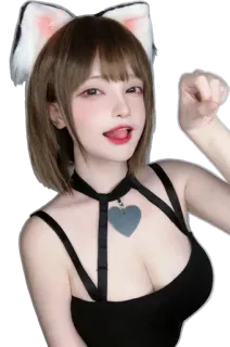 😍 26e4cc32 donna, orecchie da gatto, carino, cosplay, anime whatsapp sticker