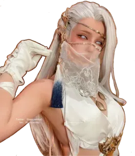 😍 812cb7c9 Cosplay, Fantasy, Donna, Capelli Bianchi, Velo, Costume whatsapp sticker