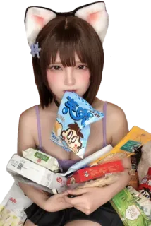 😍 e89fc08c donna, ragazza anime, snack, cibo, cosplay, carino, anime whatsapp sticker