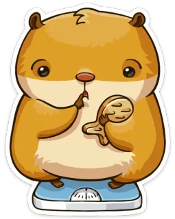 🍰 1b5a8f2d hámster, peso, balanza, animal, mascota, dibujo animado telegram sticker
