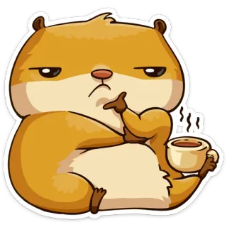 🤔 9a86feea hámster, dibujos animados, divertido, animal, café, gesto telegram sticker