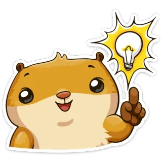 ☝ f100c13b hámster, idea, bombilla, dibujo animado, lindo, animal, inspiración, pensando telegram sticker