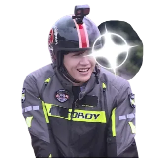 ✨ 53419436 人物, ヘルメット, ジャケット, 笑顔 telegram sticker