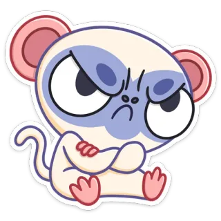 😔 43fe2469 mono, enojado, dibujos animados, animal, sentado, lindo telegram sticker