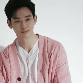 🙂 e0d83d72 Kim Soo-hyun acteur, coréen, homme, célébrité, cardigan rose telegram sticker