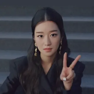 ✌️ ff0fbe9c femme, signe de paix, actrice, portrait, coréenne, fille telegram sticker