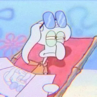 🌼 64679765 Squidward Tentacles Spongebob Squarepants сквидвард, спанч боб, мультфильм, расслабляющий, пляж, солнцезащитные очки whatsapp sticker