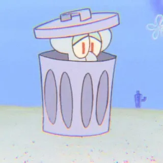🌼 684d47f7 Squidward SpongeBob SquarePants мультфильм, Спанч Боб, Сквидвард, мусорный бак, грустный, помойка, мем, Nickelodeon whatsapp sticker