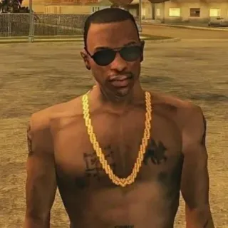 😎 667aceaa CJ Grand Theft Auto CJ, Carl Johnson, Grand Theft Auto, Postać z gry, GTA, Los Santos, Okulary przeciwsłoneczne telegram sticker