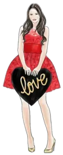 🖤 504b548b love 女性, ハート, 愛, ドレス, バレンタイン telegram sticker