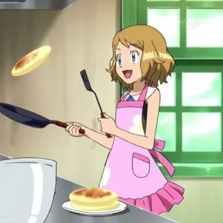 😋 526e6fff Serena Pokemon Anime, Memasak, Pancake, Dapur, Karakter, Kartun telegram sticker