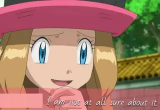 🤔 b61511a2 Serena Pokémon I am not at all sure about it. Anime, Kartun, Potret, Pirang, Topi, Gadis telegram sticker