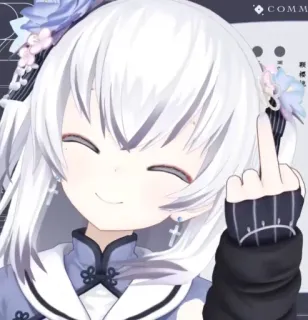 😃 f134d58d Anime, Gadis, Jari tengah, Menyinggung, Imut, Vtuber whatsapp sticker