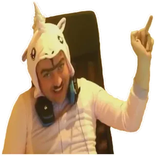 🦄 65d1b6ff Person, Einhorn, Kostüm, Geste telegram sticker