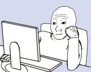 🙂 07ae997c Meme, Ordenador, Internet, Triste, Solo, Wojak whatsapp sticker