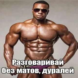 🤨 9fd7b518 Разговаривай без матов, дуралей culturista, músculo, ruso, meme, humor, fitness whatsapp sticker