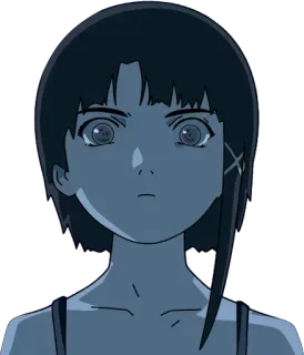 🤔 827b2d9c Iwakura Lain Serial Experiments Lain anime, girl, serious, cyberpunk, lain telegram sticker