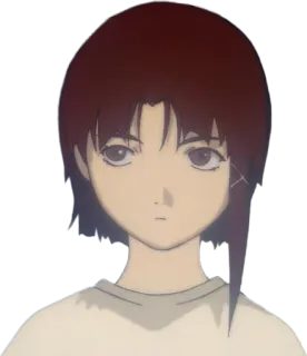 😒 99a96155 Iwakura Lain Serial Experiments Lain anime, girl, lain, iwakura, serial experiments lain, cyberpunk telegram sticker