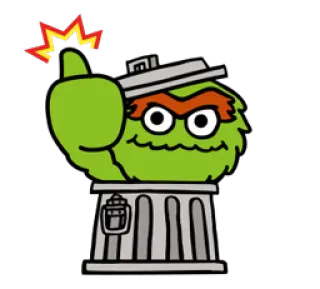 👍 8906fee0 Oscar the Grouch Sesame Street Oscar der Griesgram, Sesamstraße, Mülltonne, grün, Daumen hoch telegram sticker