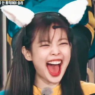 🦁 e2e0f952 안 움직여야 승리 coreano, orecchie da gatto, che ride, espressione, gioia telegram sticker