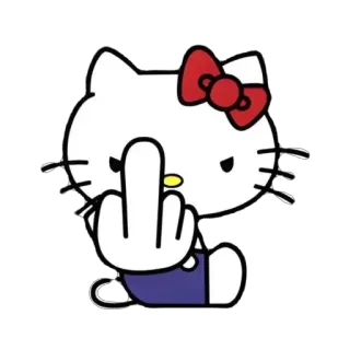 🫥 034dcd2b Hello Kitty 헬로키티, 가운데 손가락, 만화, 불쾌한, 제스처 telegram sticker