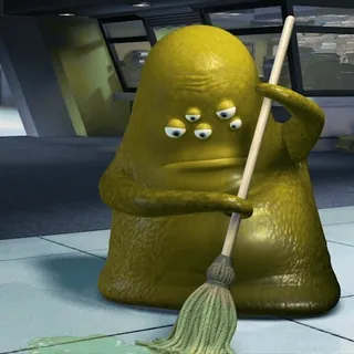 🧹 c8ae9501 blob, janitor, cleaning, mop, monster, strange, four eyes, yellow telegram sticker