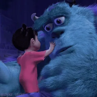 🫂 f678cbf8 Boo Monsters, Inc. Boo, Monsters Inc, Sully, Disney, Pixar, friendship telegram sticker