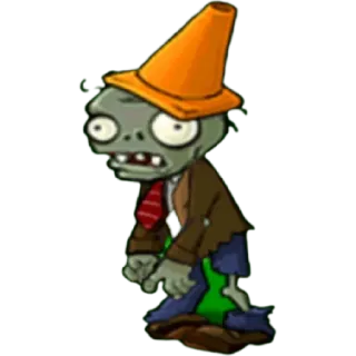 🚧 fea1e219 Plants vs Zombies Zombie, Kegelkopf, Plants vs. Zombies, Charakter, Videospiel, animiert, Cartoon whatsapp sticker