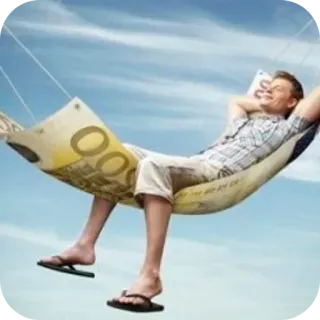 👍 24e1d84d dinero, hamaca, relajación, lujo, riqueza, éxito telegram sticker