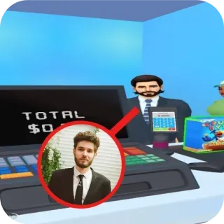 ❤ 86cb9d64 TOTAL $0.00 persona, hombre, retrato, calculadora, caja registradora telegram sticker