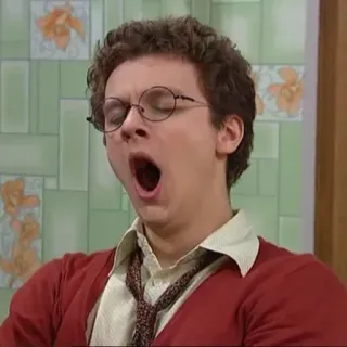 🥱 c1077b57 ziewanie, senny, zmęczony, mężczyzna, znudzony, okrągłe okulary telegram sticker