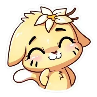 🐱 deb5ecfe mignon, dessin animé, chien, fleur, animal, adorable whatsapp sticker