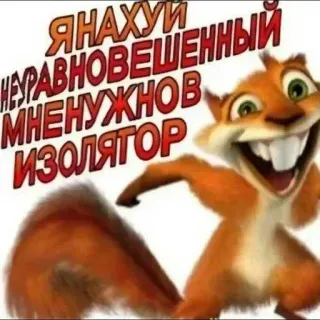 😱 9e514df8 ЯНАХУЙ
НЕУРАВНОВЕШЕННЫЙ
МНЕ НУЖНОВ
ИЗОЛЯТОР 松鼠, 卡通, 搞笑, 表情包, 俄语, 侮辱, 冒犯 telegram sticker