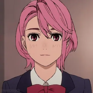 🙂 2c9ea516 anime, gadis, rambut merah muda, potret, kartun, seragam sekolah telegram sticker