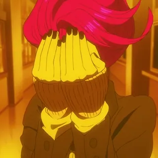 🫣 3ad05b81 Anime, Karakter, Rambut merah, Sarung tangan, Kartun, Ilustrasi, Misteri, Wajah tertutup telegram sticker