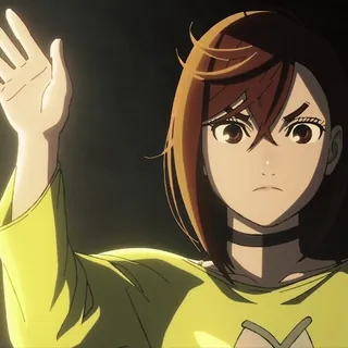 👋 3f5321ba Anime, Wanita, Kartun, Marah, Karakter, Berambut cokelat, Tangan terangkat telegram sticker