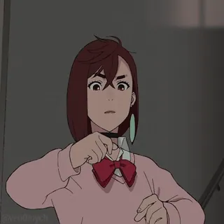 😅 b57645e0 anime, gadis, kartun, karakter, ekspresi, terkejut, pita, kalung telegram sticker