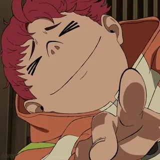 😆 d1bfc4fa Karakter anime, Kartun, Hoodie oranye, Tersenyum, Menunjuk telegram sticker