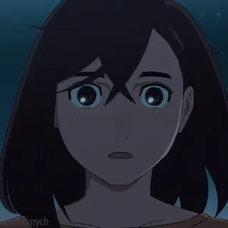 😯 e9de9795 anime, karakter, wanita, rambut coklat, serius, potret telegram sticker