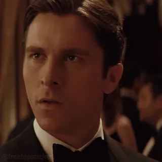 😯 03437c73 @freetopstickers person, mann, porträt, tuxedo, christian bale telegram sticker