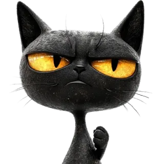 ✊ 0a80eba3 kucing hitam, kucing kartun, kucing marah, kucing pemarah, kucing dengan sikap, kucing animasi telegram sticker