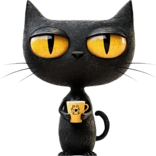 ☕️ ab0825dd kucing, kopi, imut, kartun, hewan, kucing hitam, lelah telegram sticker