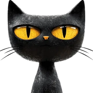 😐 bf791972 kucing, kucing hitam, hewan, kartun, stiker, hewan peliharaan, mata kuning telegram sticker