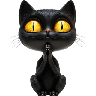 🙏 d3bfe2a8 kucing, kucing hitam, imut, hewan, anak kucing, mata telegram sticker